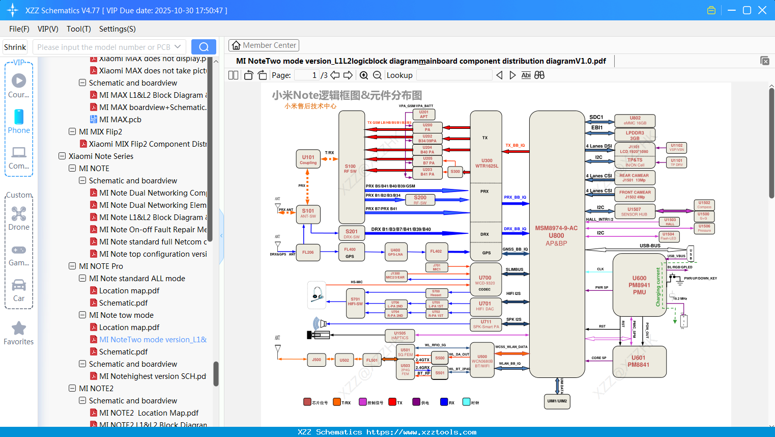 Xiaomi MI NoteTwo Mode Version_L1&L2logicblock Diagram&mainboard Component Distribution DiagramV1.0
